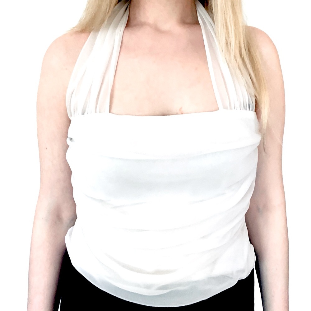 White soft cotton tank top with white schpon front